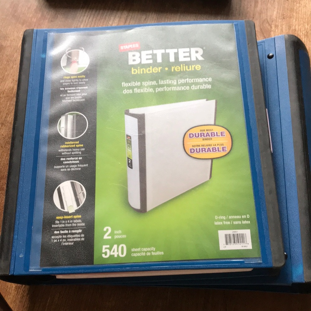 2 Gently Used Binders, loose leaf & dividers